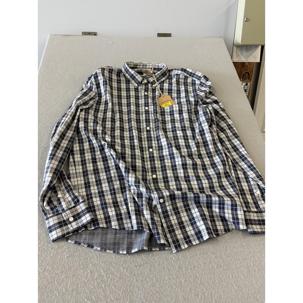 Faherty Shirt Mens 2XL Blue‎ Plaid Coastline Knit Supima Cotton Button Down